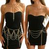 1-set Elegant Luxury Beaded Waist Chain Punk Pearl Shoulder Chain Hollow Out Dress Decor Women Body Chain