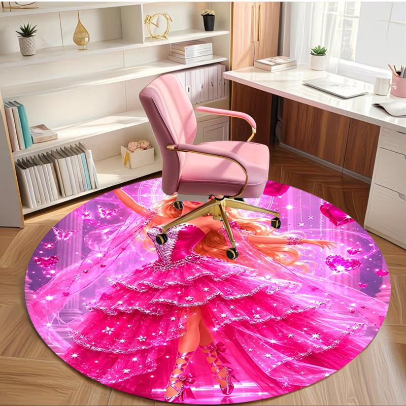 Barbie Print Round Rug, Washable Floor Carpet, For Entryway Dorm Laundry Room Office Study, Home Decor Birthday Christmas Gift