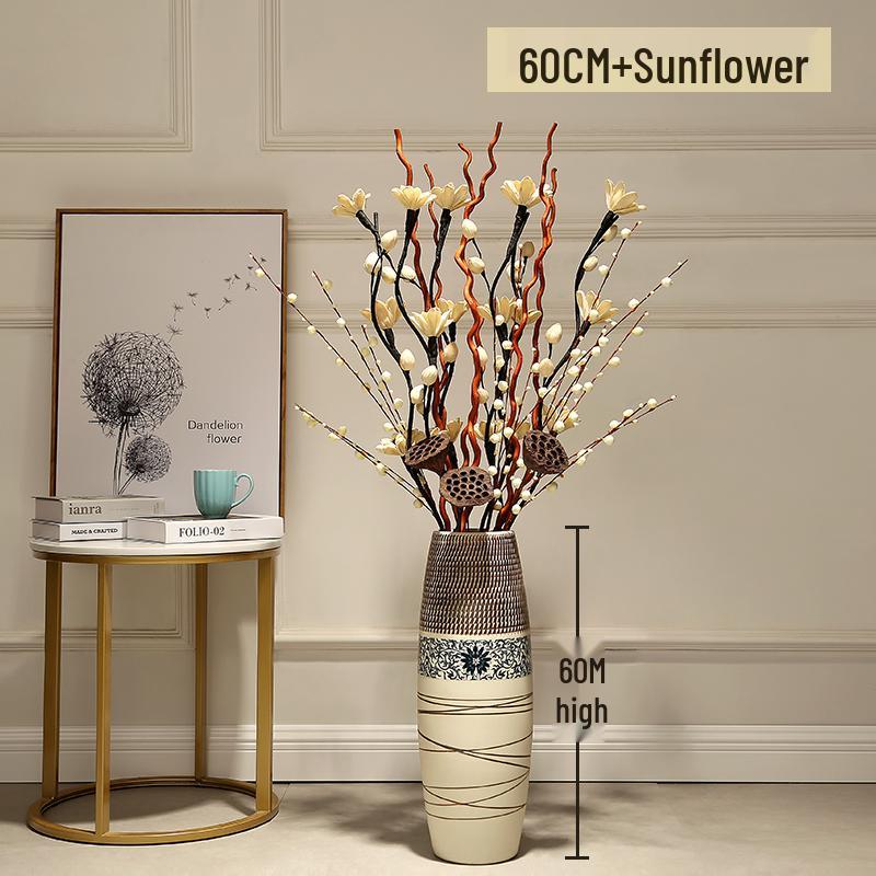 Большая европейско-китайская керамическая напольная ваза для дома и гостиной, цветочный декор