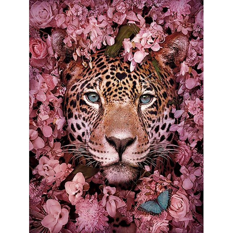 5D Diamond Embroidery Animals Diamond Painting Full Round Drill Tiger Lion Face Flowers Picture of Rhinestones Home Decor