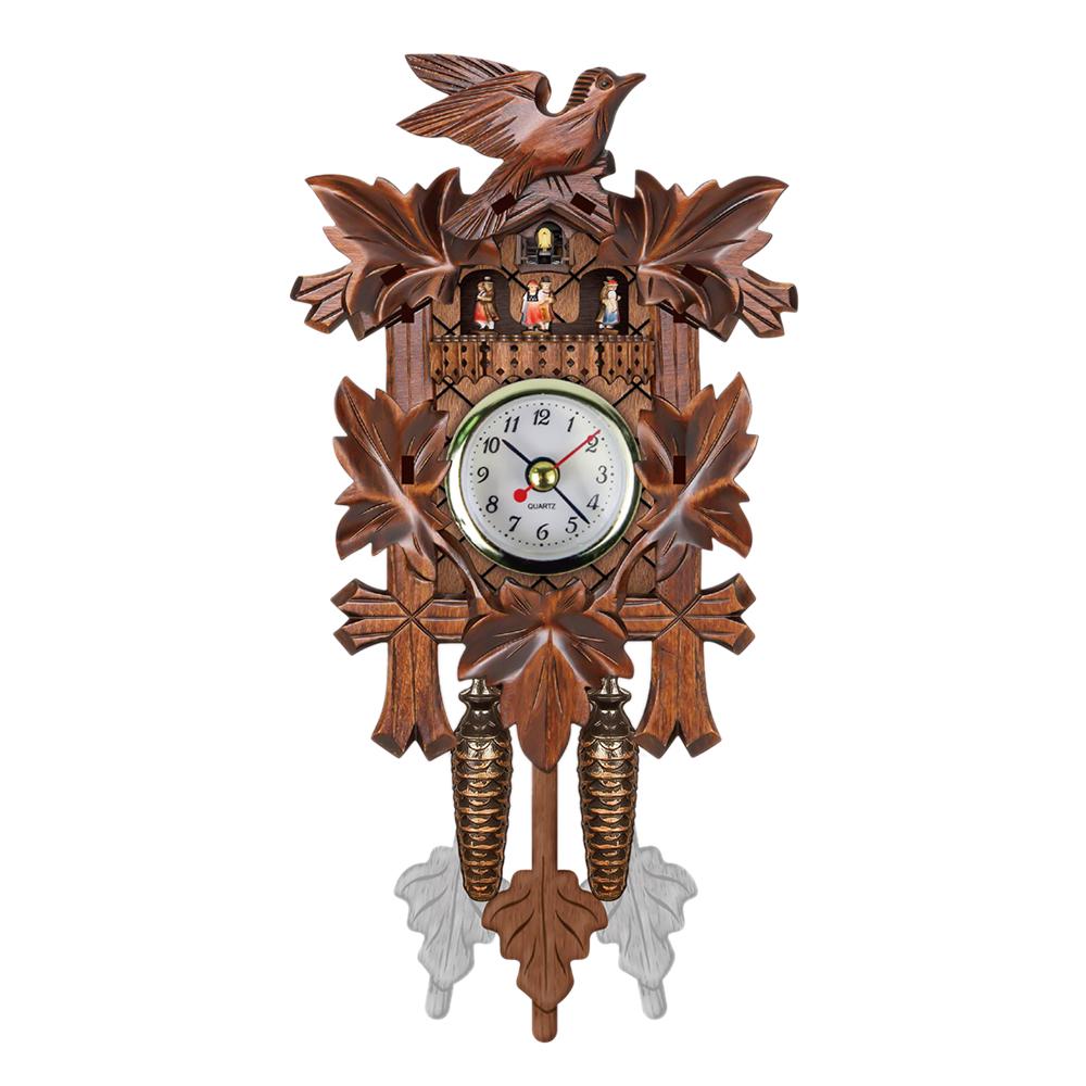 Cuckoo Wall Clock Bird Wood Hanging Art Clock Swing Alarm Home Cafe