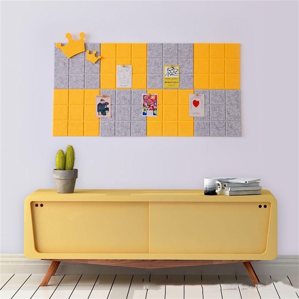 Polyester Fiber Grid Felt Wall Panel 30x30cm Sound-absorbing Board Cork Bulletin Room Decor