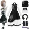 Anime Danganronpa V3 Killing Harmony Tojo Kirumi Cosplay Costume Wig Set Black Gothic Lolita Maid Dress Halloween Party Outfit