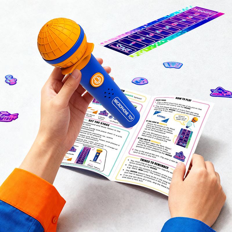 Microphone Music Board Game , Drop The Karaoke Mic Party Games For Adults, Teens, Family, 2-10 Players - Pass The Mic With 280 Song Lyrics (140 Cards)
