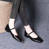 Mary Jane Women's Shoes Soft Leather French Spring and Summer New Retro Square Head Shallow Mouth One-word Buckle with Thick Heel Commuting Singl