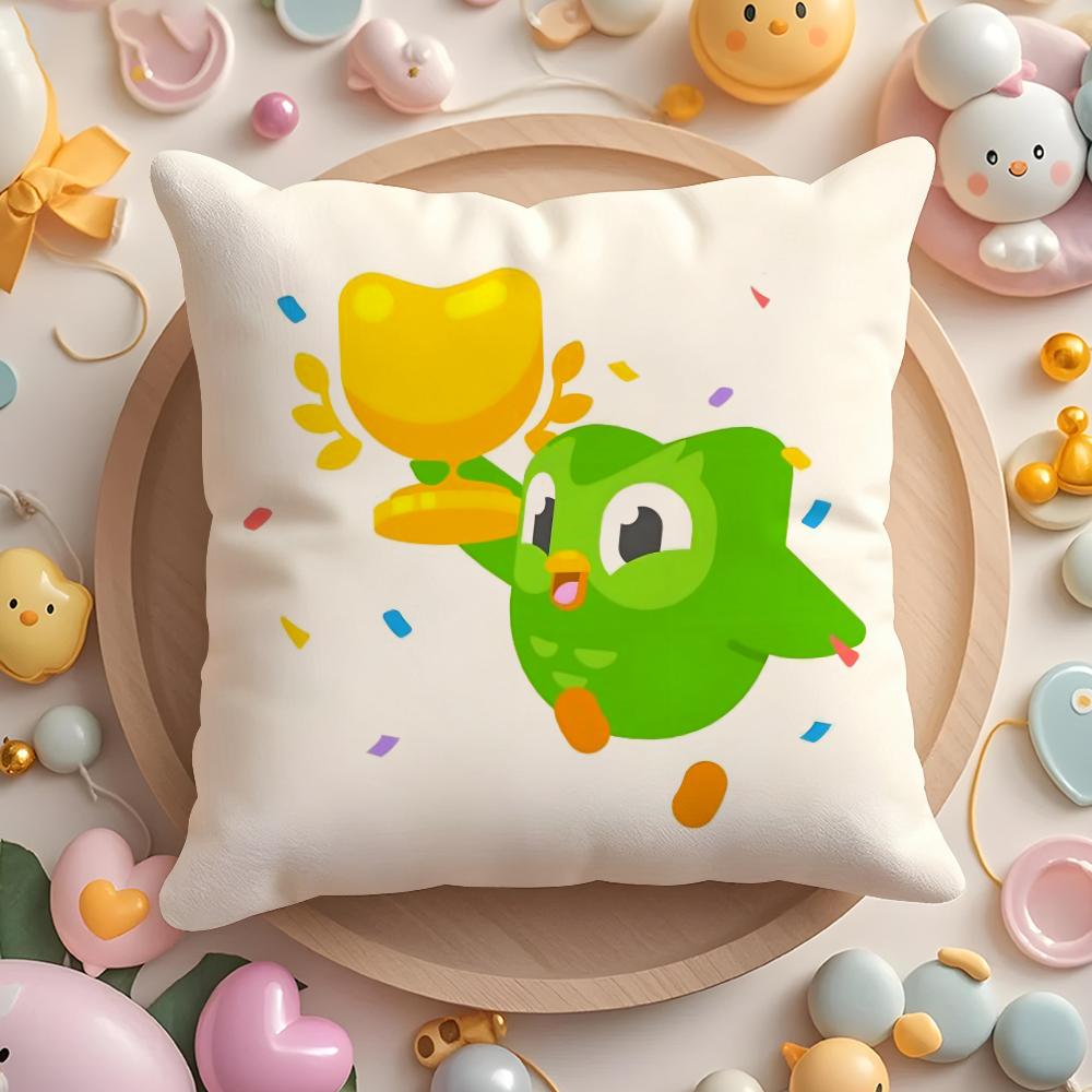 Cute D-Duolingos Pillow Case Short Plush Double-Sided Printing Home Machine Washable In Warm Winter Cushion Cover