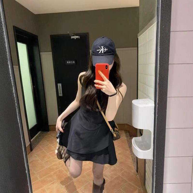 Temperament Sleeveless Waist Skinny A-word Vest Dress Children's Spring and Summer New High-end Small Black Dress