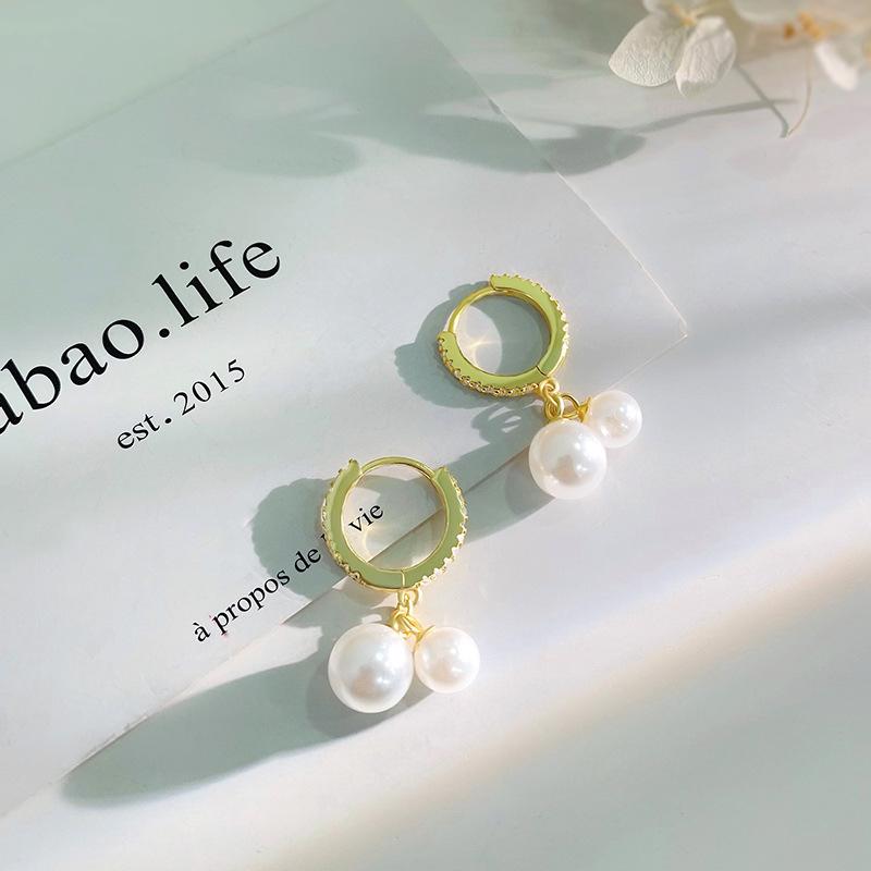 Exquisite Diamond-encrusted Pearl Earrings for Women Light Luxury High-end Niche Design Earrings