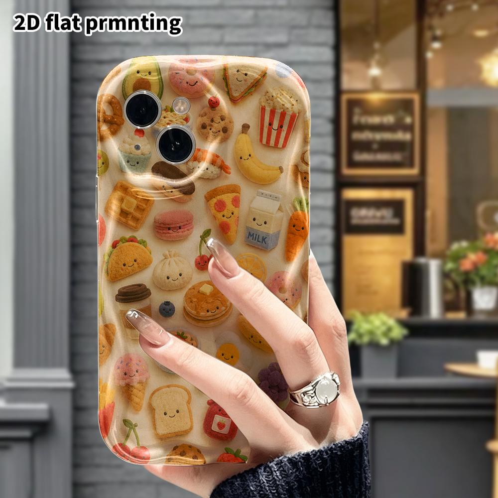 Чехол для телефона: 2D плоский, подходит для iPhone 18 17 16 15 14 13 12 Pro, с милой войлочной едой, идеальный подарок на Рождество и Хэллоуин