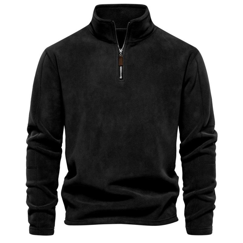 Men'S Autumn And Winter New Stand-Up Collar Half-Zipper Long-Sleeved Sweater Trend Casual Solid Color Men'S Fleece Top