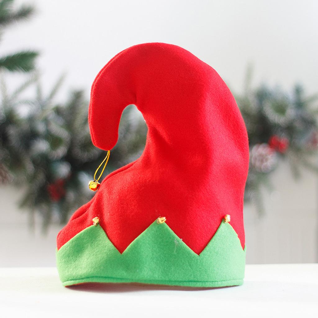 Шапки помощника Санты из плюша, красные и зеленые шапки с загнутыми краями для рождественских костюмов