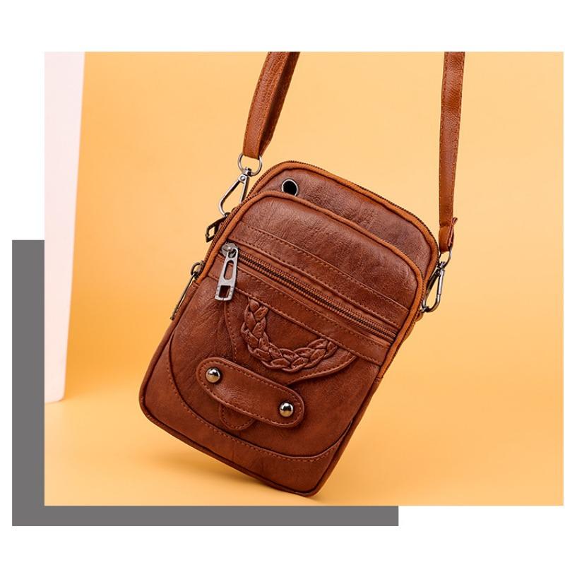 Women Crossbody Bag New Texture Shoulder Bag Phone Bag Soft Leather Chic Euro-American Style Mature Fashion Vintage Small Bag