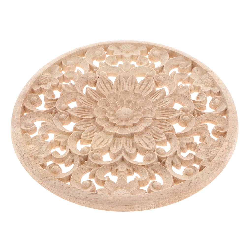 1 шт. Натуральный цветочный резной из дерева цветок круглый деревянный угловой аппликации поделки рама стена дверь мебель шкаф декоративная фигурка