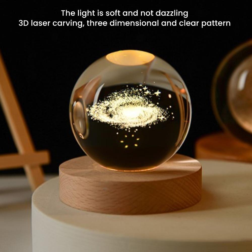 8cm Galaxy Night Light Luminous Base LED Crystal Ball Galactic Color Changing Light For Teens