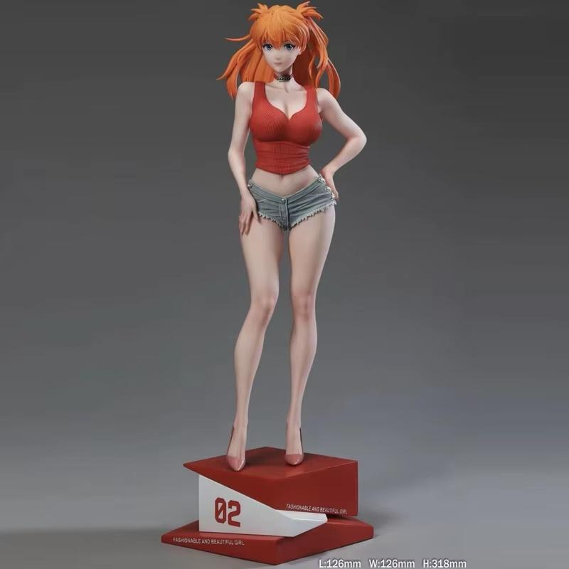 Фигурки Лето Девушка Аска Лэнгли Сорью Аниме Фигурка GK Модель Красивая Девушка Настольное Украшение ПВХ Модель
