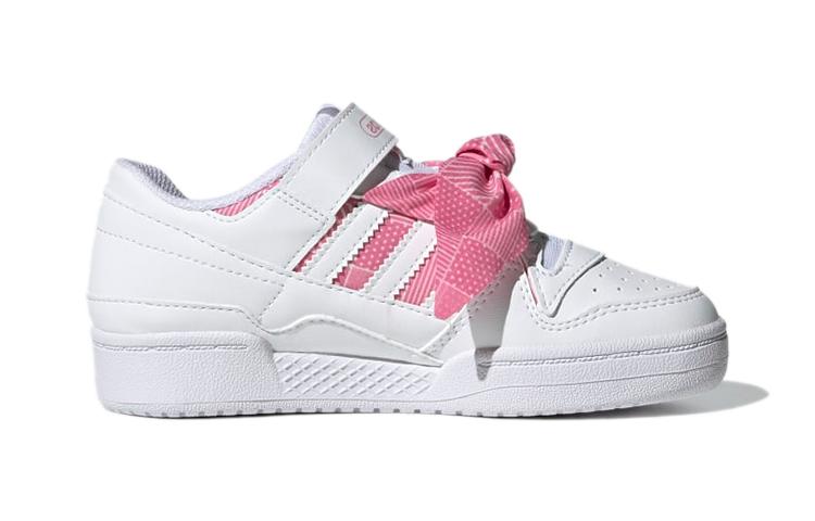 adidas Оригинальные FORUM Low top Детские скейтбордические кроссовки Бело-розовые Для детей от 3 до 7 лет Q47376