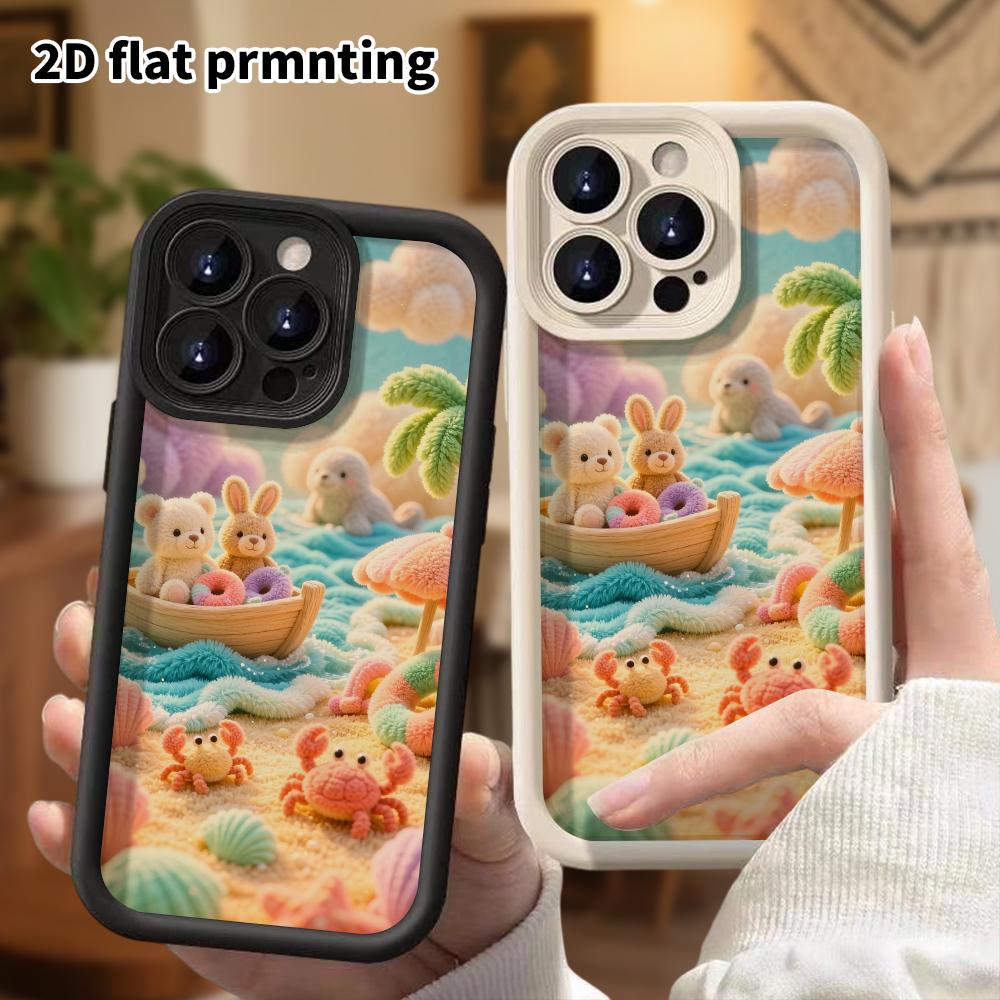 Phone Case: 2D flat, suitable for iPhone 18 17 16 15 14 13 12Pro protective case, seaside boat adventure, perfect Christmas and Halloween holiday gift