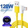 1Pc  Original 120W 6A USB Ultra Fast Charger, Suitable for Charging X5 Pro Note 8 9 10 11 90 Degree C-type Cable