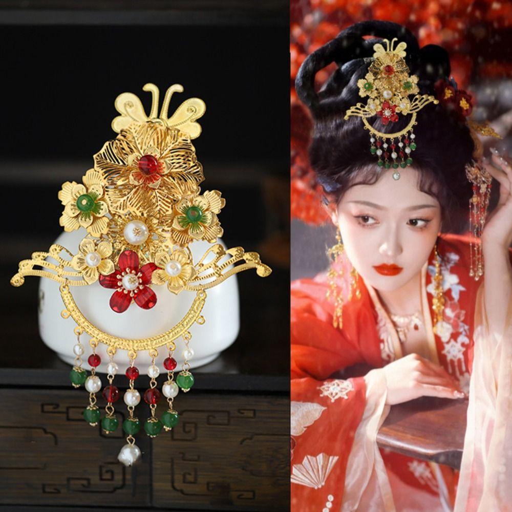 Gold Hanfu Hair Comb Tassels Women Hair Stick Luxury Chinese Style Hairpin Girl
