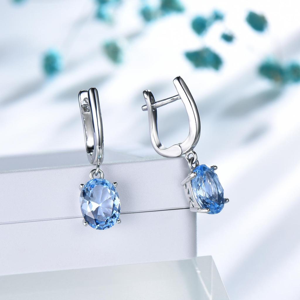 Овальные зеленые небесно-голубые кубические циркониевые серьги-подвески из серебра 925 пробы серьги-подвески для женщин