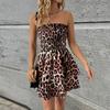 2025 лето новое свидание сексуальное короткое платье без рукавов эластичный топ-труба леопардовый принт платье