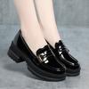 New Small Leather Shoes Women's Black Single Shoes Versatile Shoes Thick Soled Loafers Thick Heeled Women's Shoes