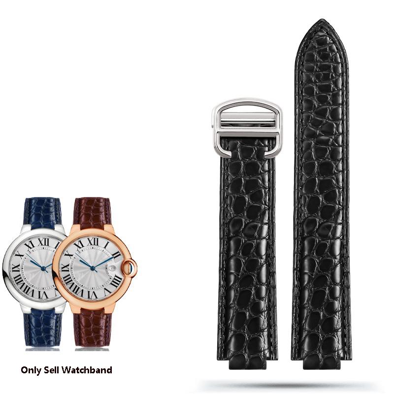Ремешок для часов из крокодиловой кожи для Cartier Blue Balloon WSBB0025 W69012Z4 18-11мм 20-12мм 22-14мм Выпуклый ремешок для часов мужской женский