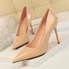 Модные осенние лакированные женские туфли из лакированной кожи с острым носком, офисные туфли на высоком каблуке, туфли-лодочки для вечеринки, свадьбы, неглубокие, однотонные 96161-1