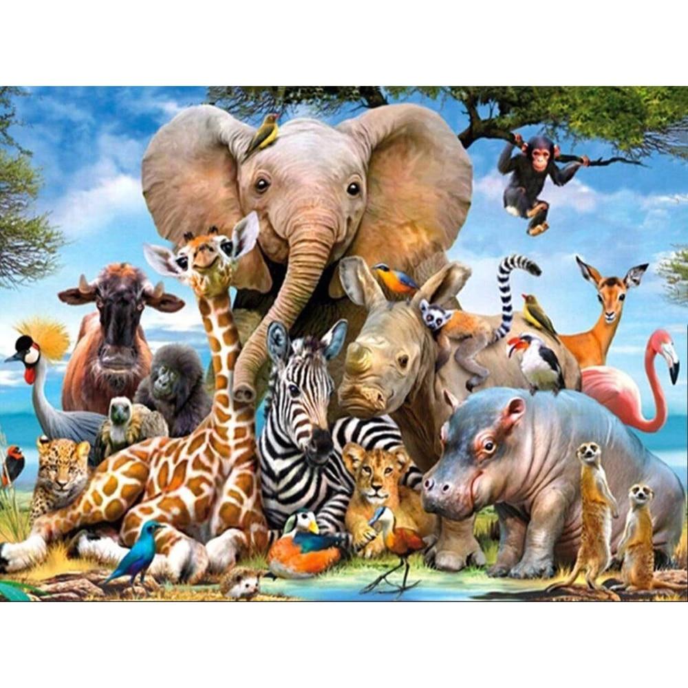 Diamond Painting Round Animal Home Decoration Mosaic Elephant Embroidery Giraffe Diamond Art Full Drill