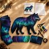 Fabric Patchwork Kit Northern Lights Wildlife Kit, DIY Animal Craft Unique Handmade Gift for Crafters Sewing Project Adults, Home Decor Relaxing