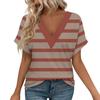 Женские рубашки с коротким рукавом, топы с принтом и V-образным вырезом, повседневные топы, базовые футболки, блузки, свободные топы
