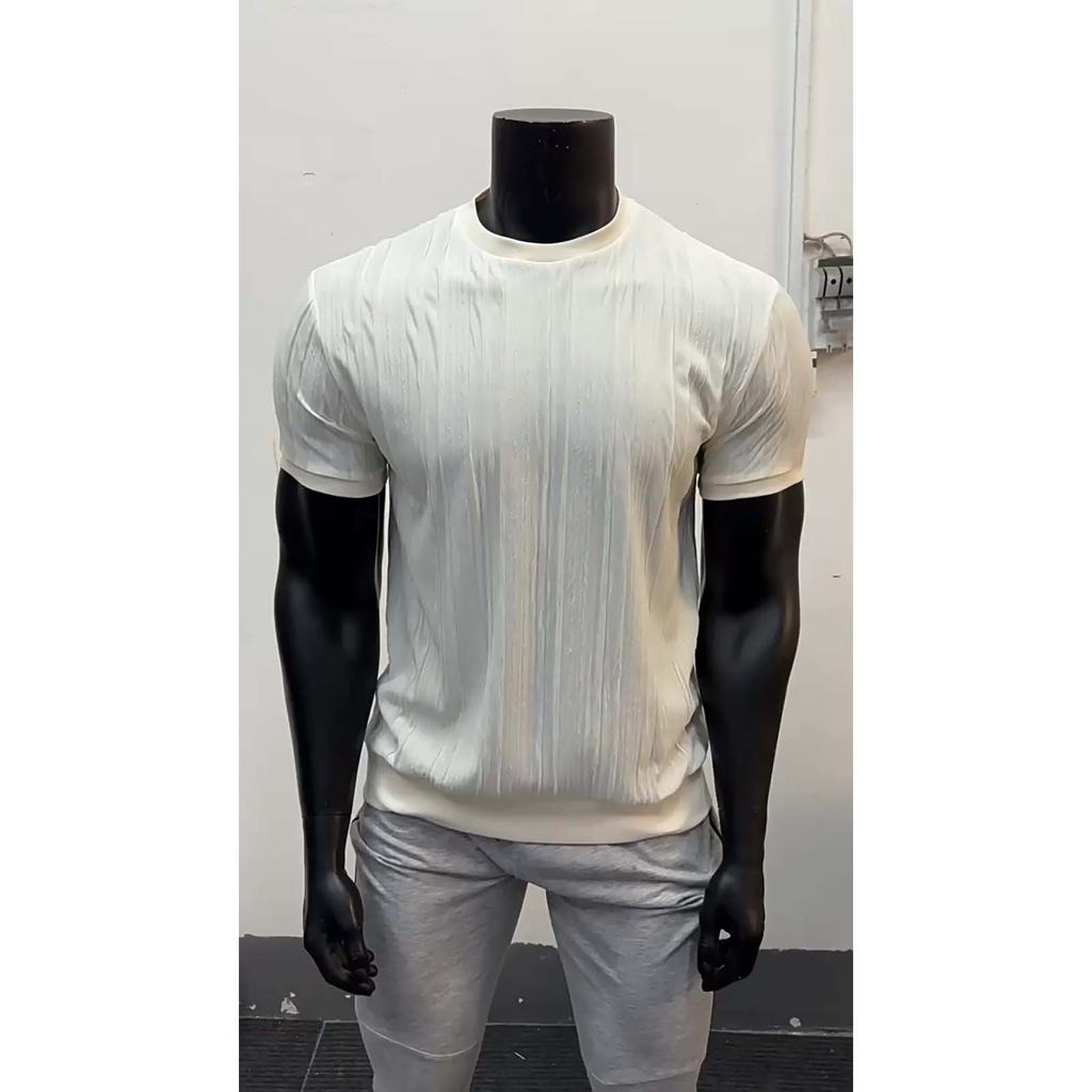 Мужская летняя повседневная футболка с коротким рукавом и круглым вырезом, трикотажная рубашка