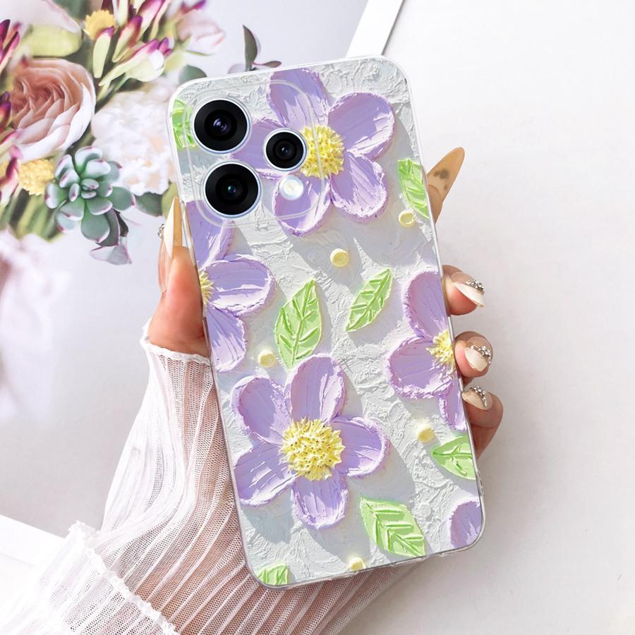 Чехол для OPPO Reno15 15F Защитный чехол для OPPO Reno15 F CPH2801 Reno 15 5G Capa цветок Мягкий силиконовый ТПУ Чехол для телефона