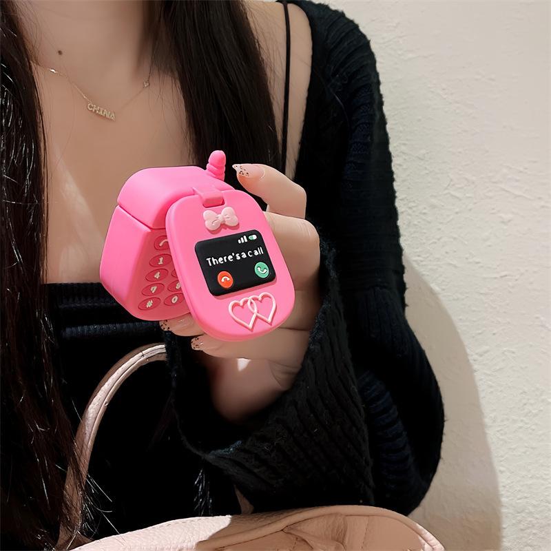 Rose red phone for apple AirPods pro bluetooth wireless headset cover 1/1/1 generation silicone cute girl