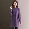 Turtleneck Knitted Dress for Women Loose Mid-length Sweater Dress Solid-color Casual Pullover Autumn and Winter