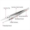 Stainless Steel Ceramic Tipped Tweezers Fine Pointed Tip Ceramic Heat Resistant Tweezer Tips Heat Pointed Resistant