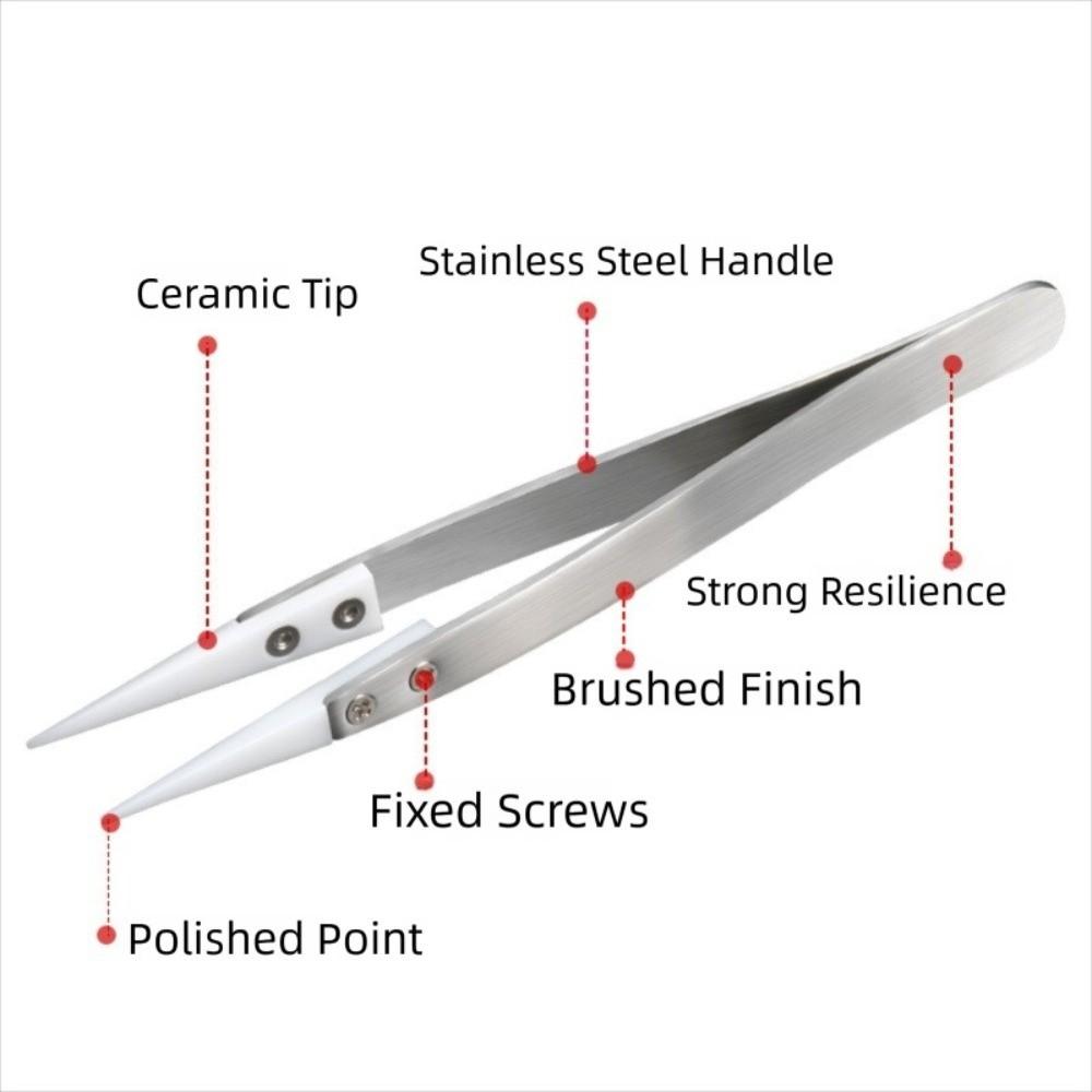 Stainless Steel Ceramic Tipped Tweezers Fine Pointed Tip Ceramic Heat Resistant Tweezer Tips Heat Pointed Resistant