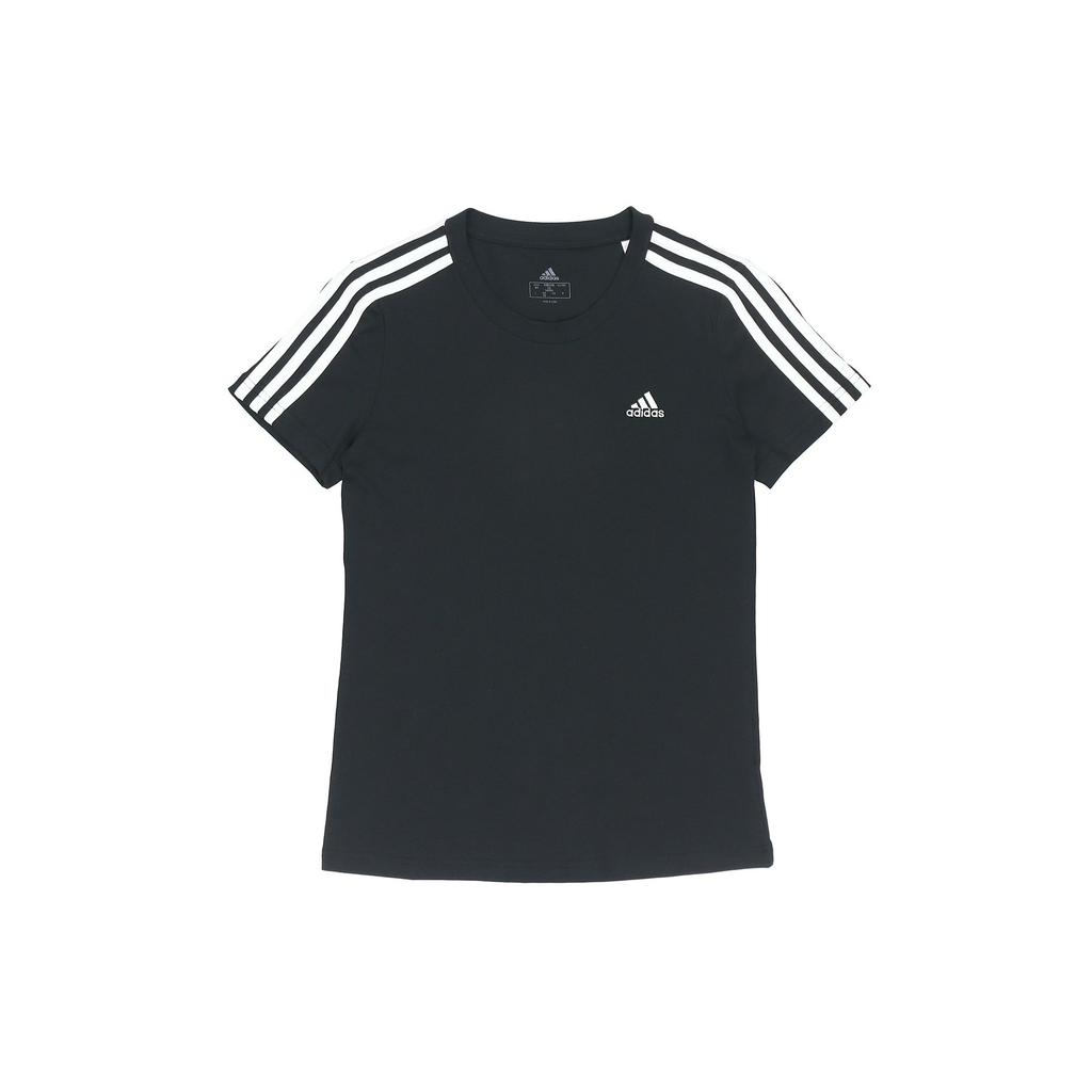 adidas Женская базовая футболка Slim с 3 полосками Черная GL0784