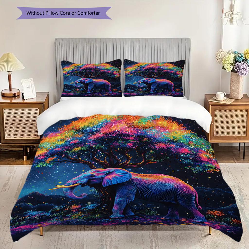 Elephant Pattern Bedding Quilt Set Quilt Cover Pillowcase Home Decoration Birthday Gift (1 * duvet cover + 2 * pillowcase, without core)