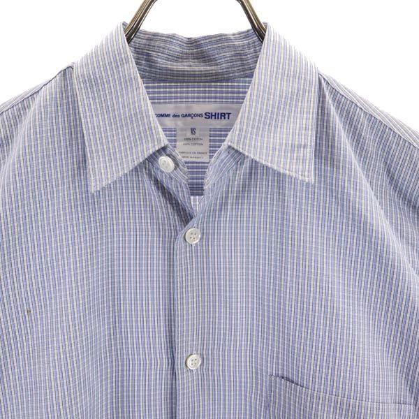 COMME des GARCONS Made In France Check Long Sleeve Cotton Shirt XS Blue Men's Used