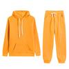 2 Pcs/Set Women Hoodie Pants Suit Solid Color Plush Long Sleeves Thick Top Elastic Waist Ankle-banded Trousers Sport Fitness