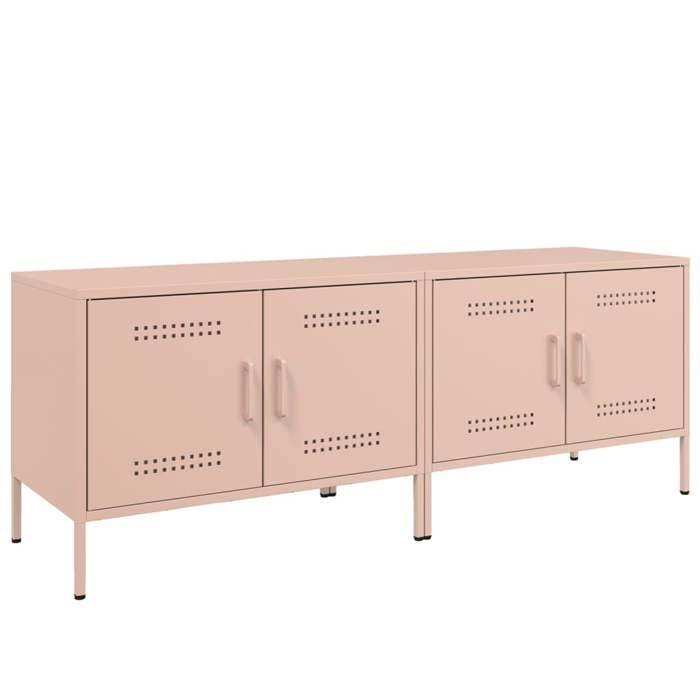 VidaXL Meubles TV 2 pcs rose 68x39x50,5 cm acier, support TV, buffet TV, meuble multimédia, banc TV, armoire hifi, centre de 842937