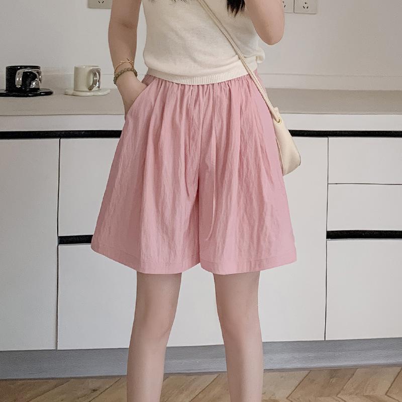 Шорты из ледяного шелка, женские летние свободные повседневные брюки с завышенной талией, драпированные, плиссированные, широкие брюки