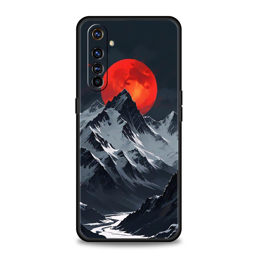 Черная Вершина Горы Мягкий ТПУ Для Realme 13 12 11 10 9 Pro Plus GT3 GT2 C21 C25 C35 C53 C55 C67 Pro 5G Чехол Для Телефона Обложка Funda Сумка