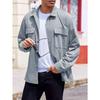 Mens Casual Solid Color Turn Down Collar Long Sleeve Loose Workwear Shirt