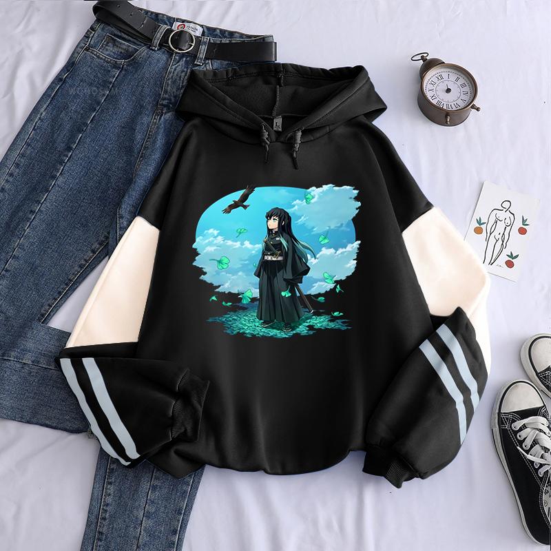 Printed Slayer Muichirou Demon Tokitou Hoodies Kawaii Trend Printed Plus Size Hooded Tops Winter Warm Comfortable Sweatshirts