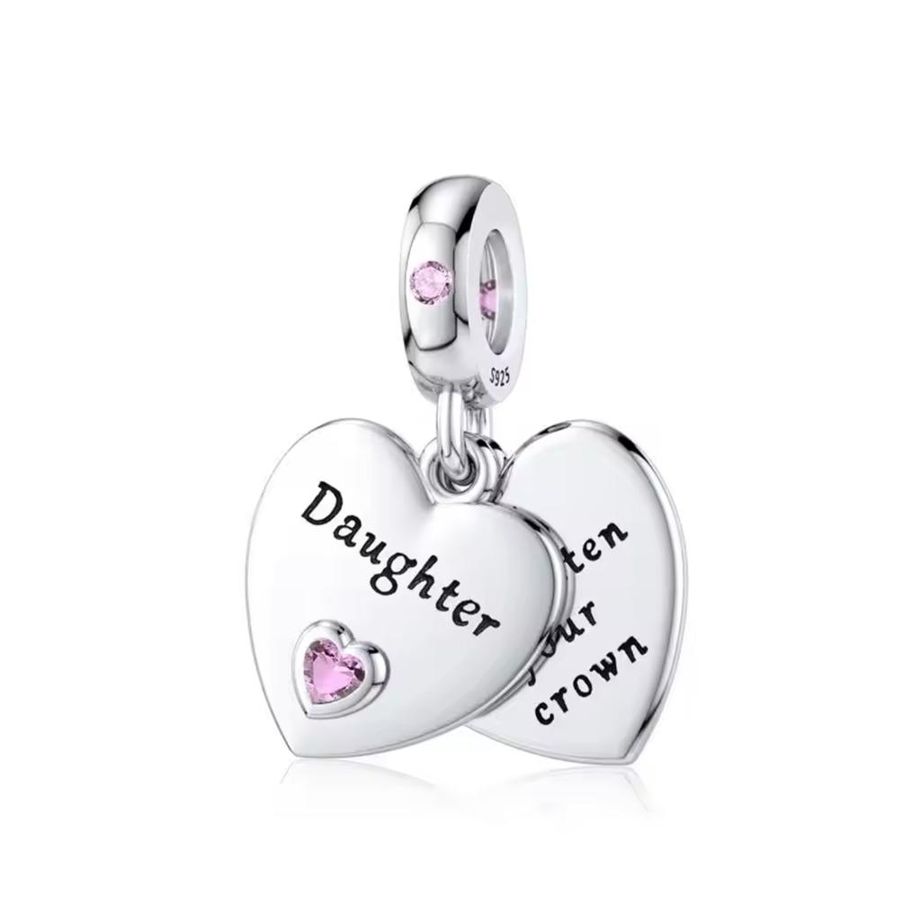 Медный Мать Сестры Дочь Друг Розовое Сердце Формы Шарм Подвеска Подходит Для Оригинального Браслета-Подвески Diy Женские Украшения