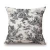 Navy Blue Delft Blue Toile De Jouy Pattern Design Royal Elegant Home Decorative Sofa Throw Pillowcase Cotton Linen Cushion Cover