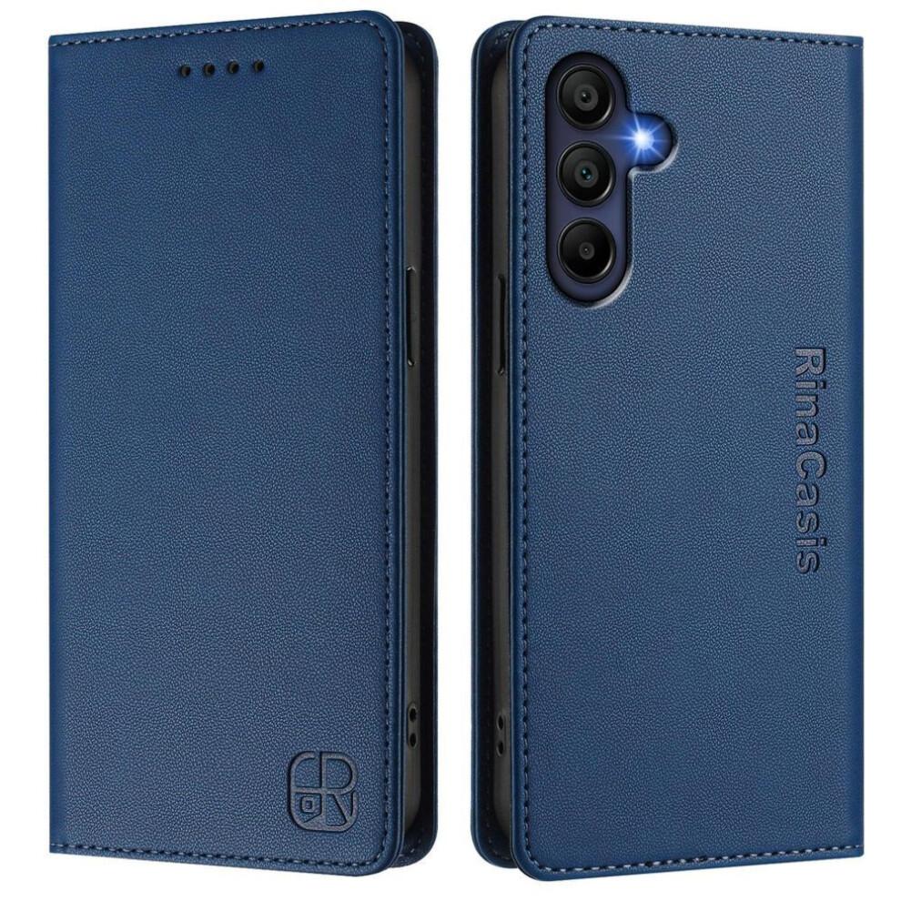 (Dark Blue) For Samsung Galaxy A56 5g Rinacasis Rc01 Leather Case Rfid Blocking Wallet Stand Magnetic Closing Shockproof Phone Cover