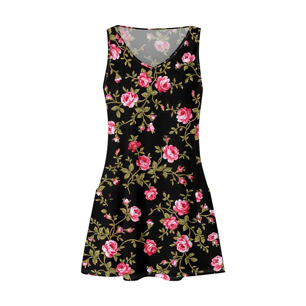 Женское повседневное летнее богемное пляжное платье с принтом и карманами, V-образным вырезом, платье-майка